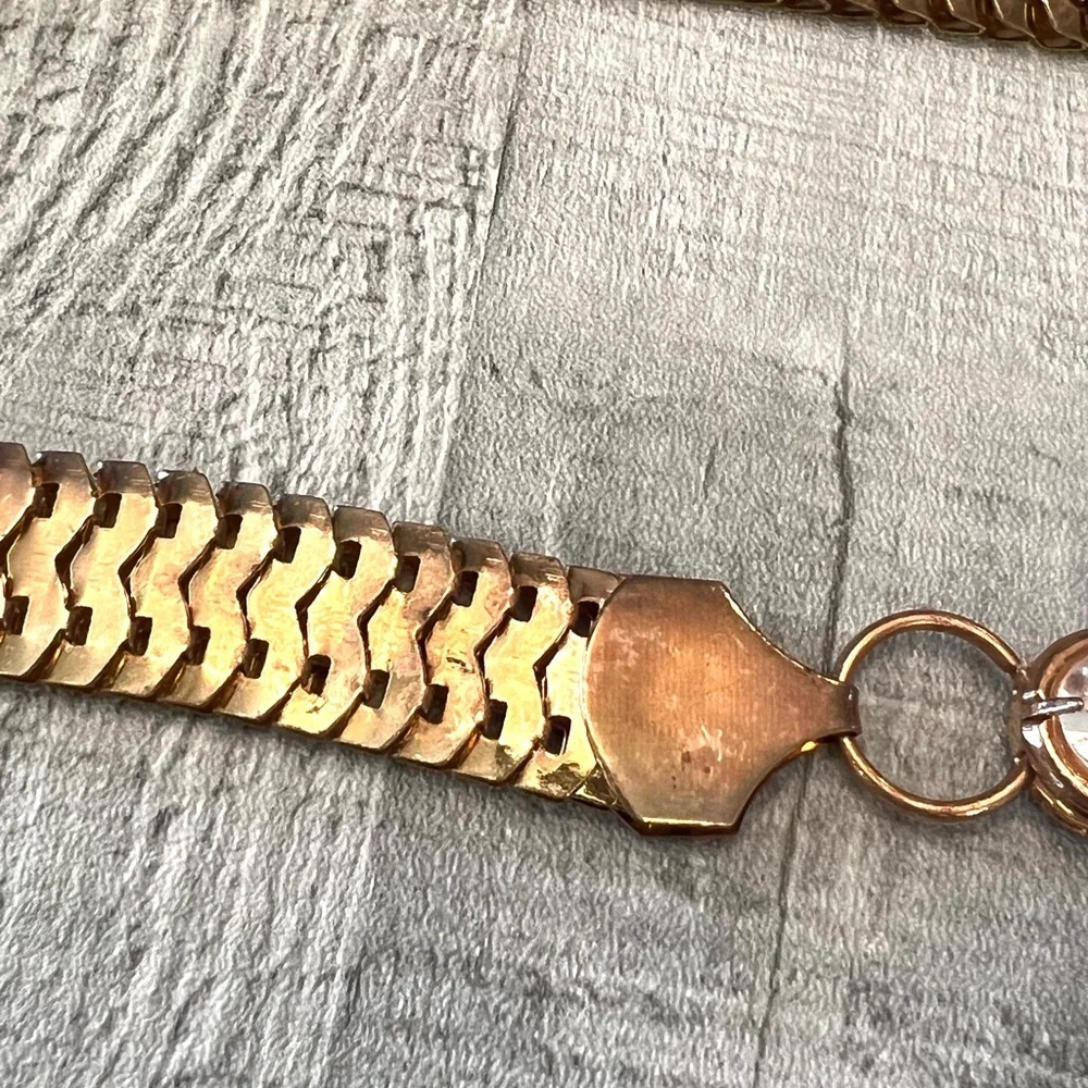 Rose Gold Tone Waist Belt Metal Rhinestone Crown 24-43” Waist Copper Bling Queen